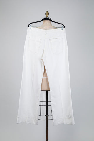 White denim pants with beige stitching (12+16)