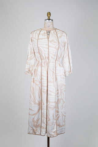 Cream dress with beige floral print (6)