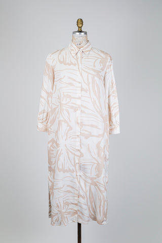 Cream beige floral shirt dress (6)