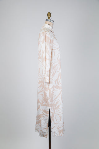 Cream beige floral shirt dress (6)