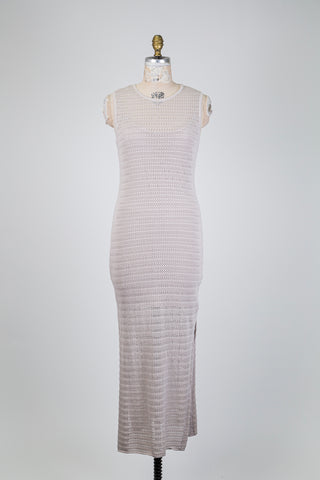 Robe grège en maille crochet (6)