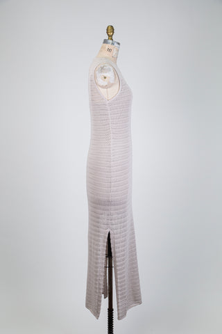 Robe grège en maille crochet (6)
