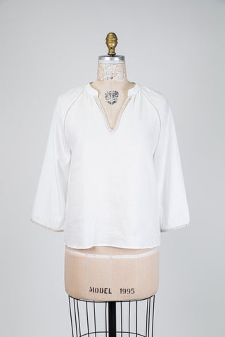 Blouse blanche finitions en maille lumineuse (6)