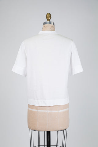 Blouse blanche à plastron en maille ajourée (6)