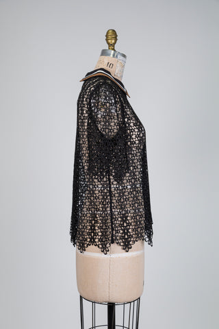 Haut polo en dentelle guipure noire (6)