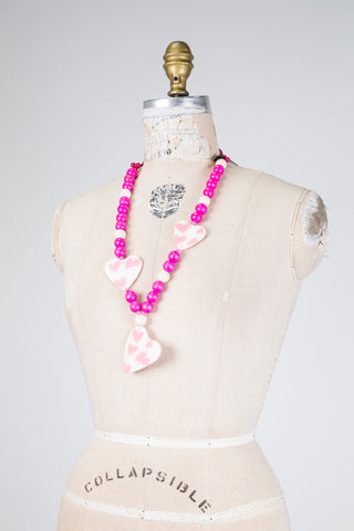 Collier coeurs amoureux rose (TU)