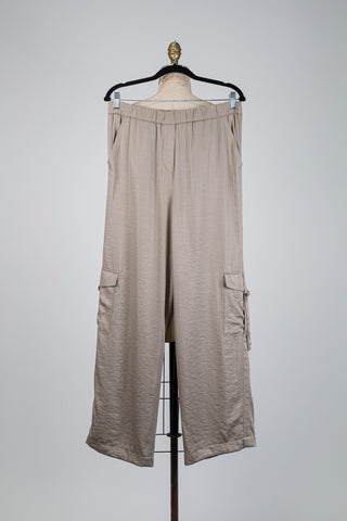 Pantalon cargo fluide grège (8)