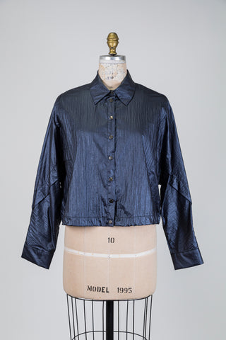 Surchemise marine nacré froissée chic (8)