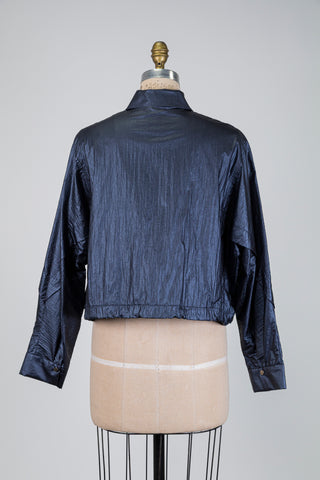 Surchemise marine nacré froissée chic (8)