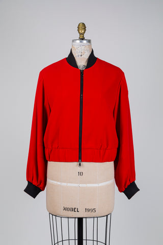 Bomber rouge vif à finitions noires (8)
