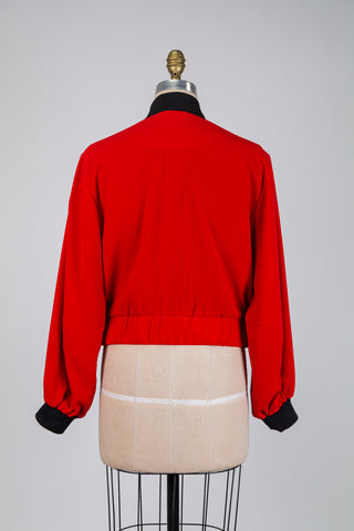 Bomber rouge vif à finitions noires (8)