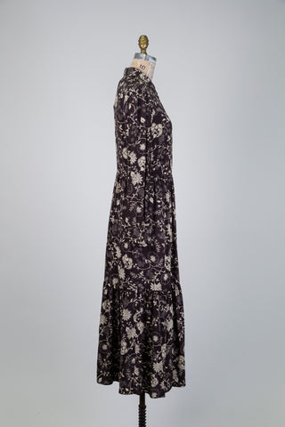 Robe chemisier florale brun et crème (6)