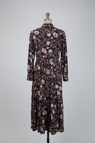 Robe chemisier florale brun et crème (6)