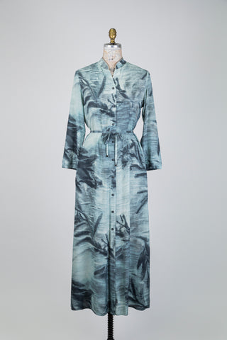 Robe chemisier vert d'eau à imprimé lagon (6)