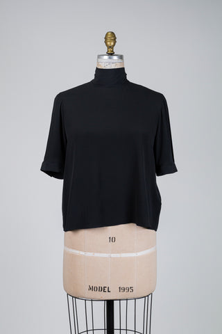Blouse fluide noire à lavallière (8)