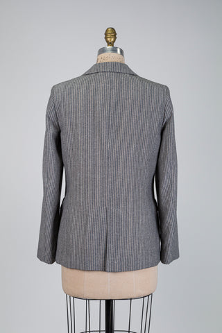 Grey heathered cotton blazer with beige stripes (6)