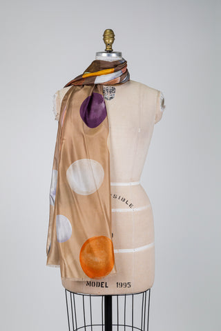 Silk scarf with large multicoloured polka dots (OS)