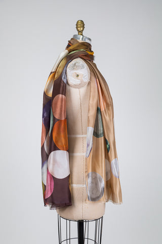 Silk scarf with large multicoloured polka dots (OS)
