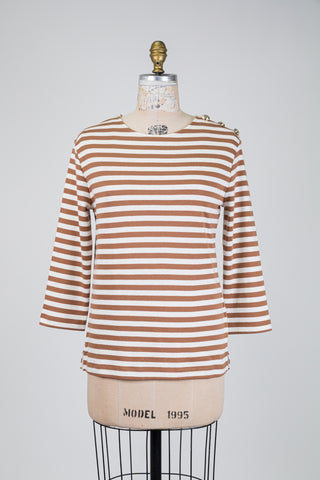 Cream and sand striped sweater (4-6-10]