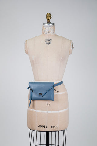 Slate Blue Leather Belt Bag (One Size)