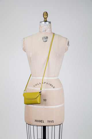 Chartreuse Green Leather Mini Crossbody Bag (OS)