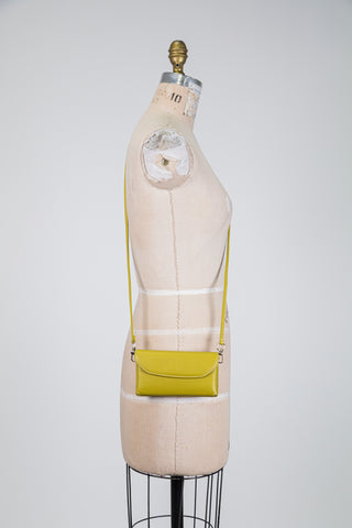 Chartreuse Green Leather Mini Crossbody Bag (OS)