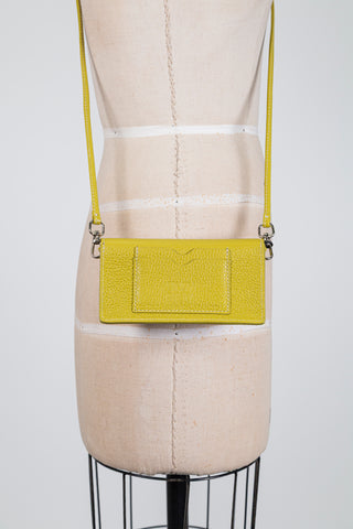 Chartreuse Green Leather Mini Crossbody Bag (OS)