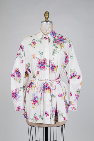 Cream floral blouse with jewelled pocket (4 to 8)