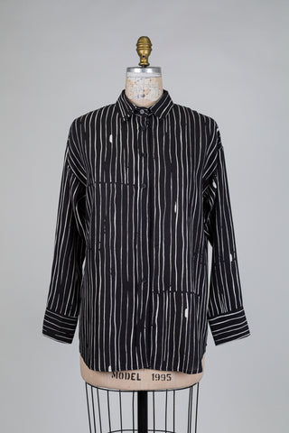 Fluid black graphic striped shirt (6 to 16)
