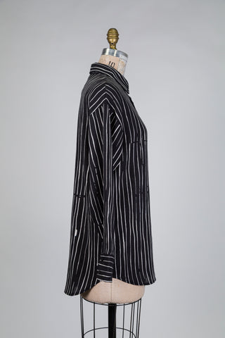 Fluid black graphic striped shirt (6 to 16)