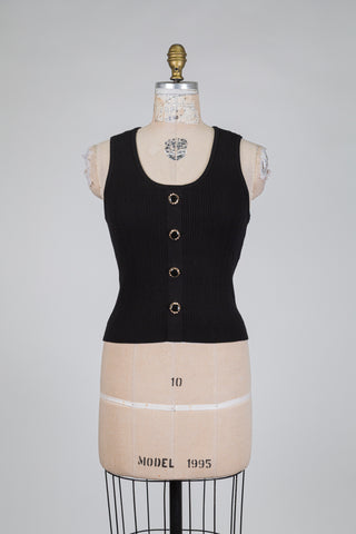 Débardeur noir à boutons or (XS à L)