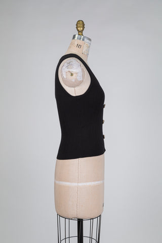Débardeur noir à boutons or (XS à L)