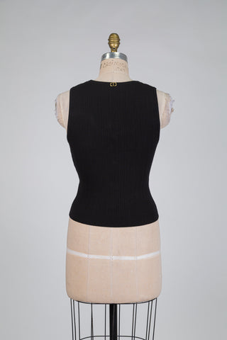 Débardeur noir à boutons or (XS à L)