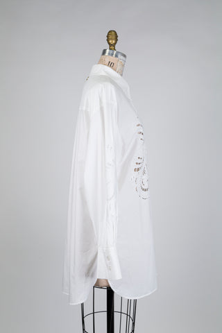 Chemisier blanc long à broderies ajourées (10+12)