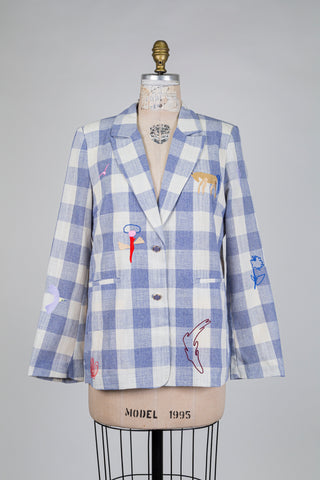 Plaid embroidered blazer (6+10)