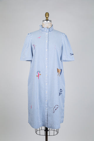 Embroidered striped shirt dress (6 to 12)