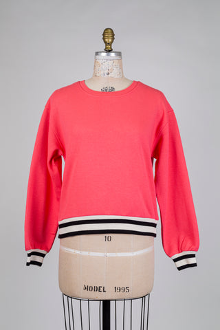 Pink Fleece Sweatshirt with Contrast Hems (S+L)