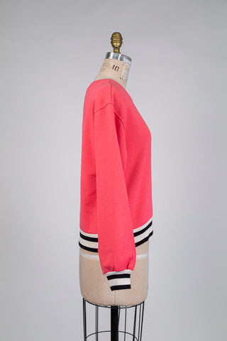 Pink Fleece Sweatshirt with Contrast Hems (S+L)