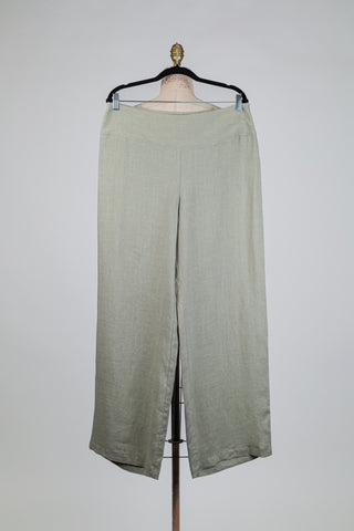 Pantalon ample en lin vert sauge (L)