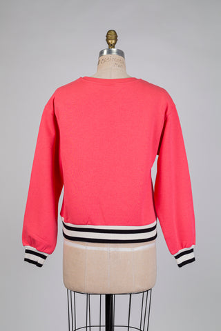 Pink Fleece Sweatshirt with Contrast Hems (S+L)