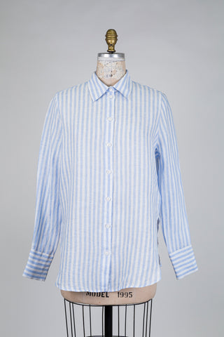 Sky blue and white striped blouse (2-14)
