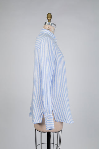 Sky blue and white striped blouse (2-14)