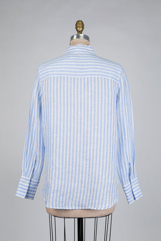 Sky blue and white striped blouse (2-14)