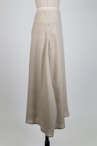 Jupe trapèze en lin beige sable (M+XL)