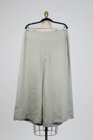 Jupe culotte vert sauge en lin (L)