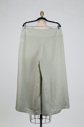 Jupe culotte vert sauge en lin (L)