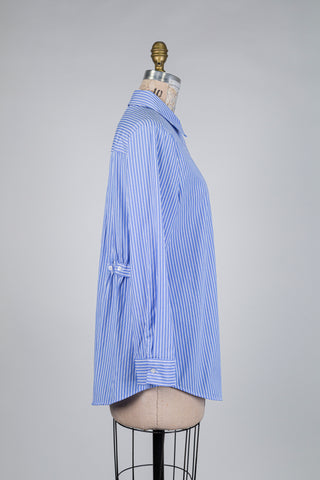 Convertible blue and white striped blouse (4 to 14)