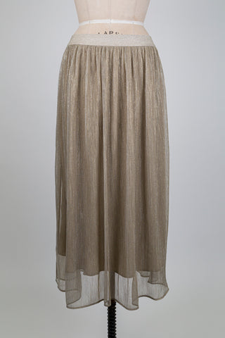 Iridescent Champagne Pleated Skirt (4 to 12)