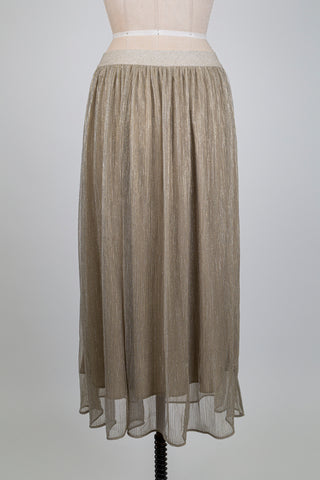 Iridescent Champagne Pleated Skirt (4 to 12)