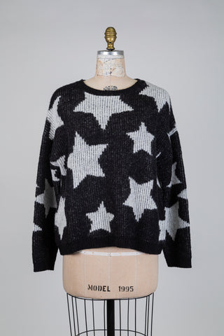 Chandail en tricot noir étoilé (L+XL)